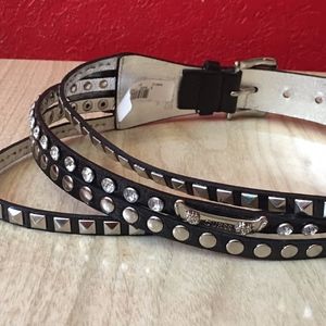 NEW GUESS Studded & Jewel Faux Leather Belt, S